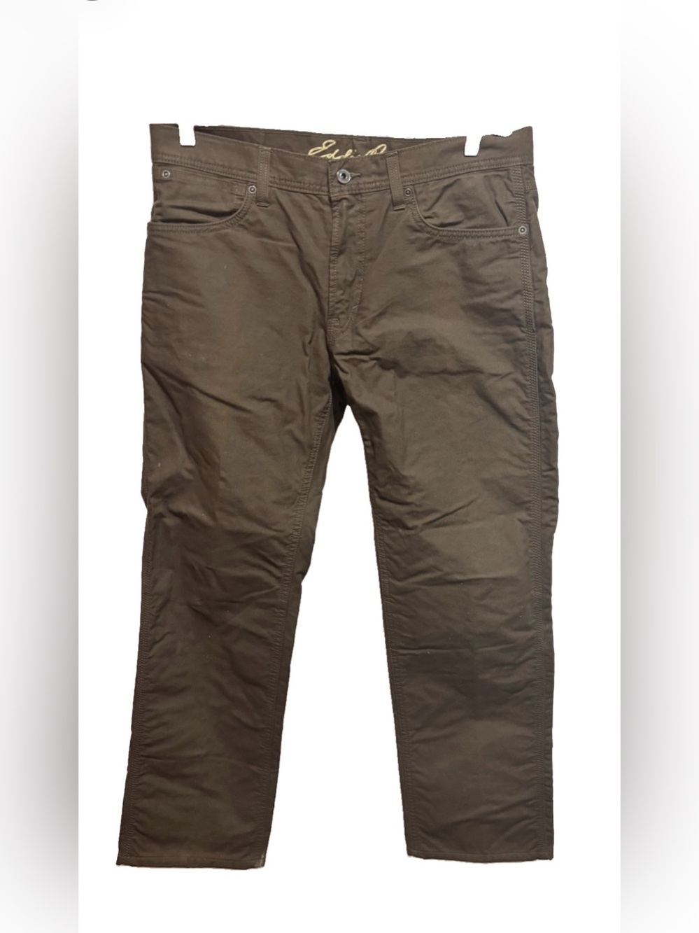 Men's Eddie Bauer flannel lined straight leg jeans in Dark Brown